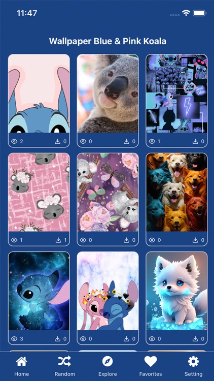 Wallpaper Blue and Pink Koala