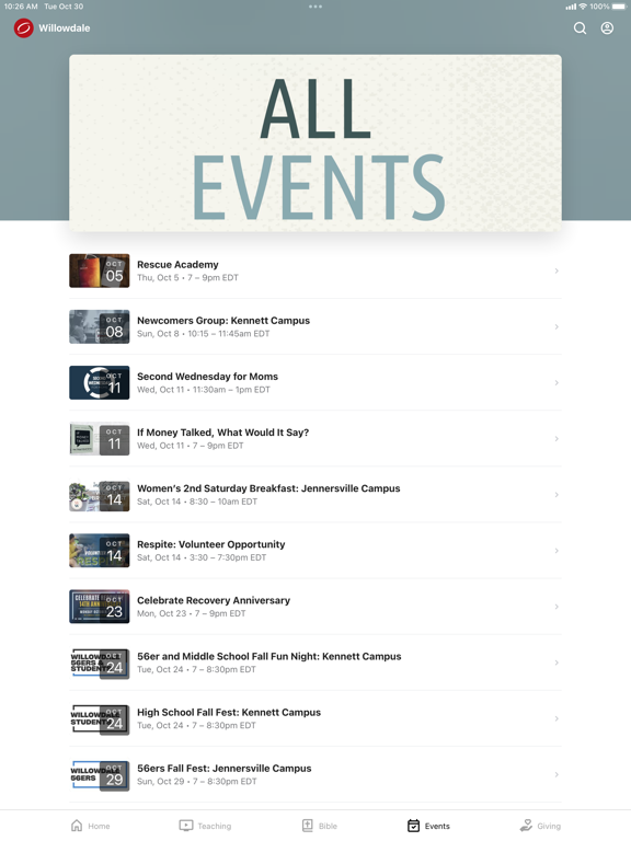 Willowdale Chapel App iPad screenshot 3 - Lifestyle app