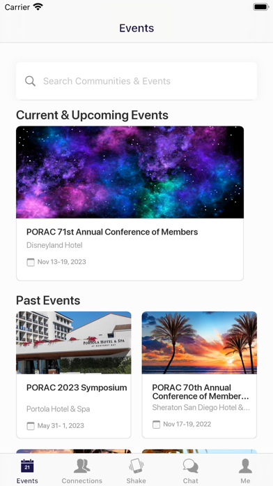 PORAC Events Screenshot