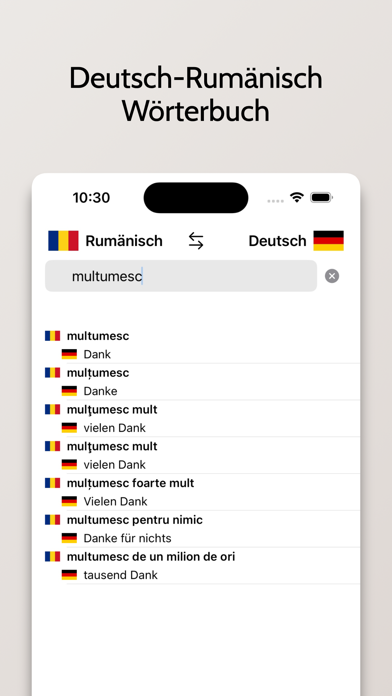 Rumänisch-Deutsch Wörterbuch Screenshot