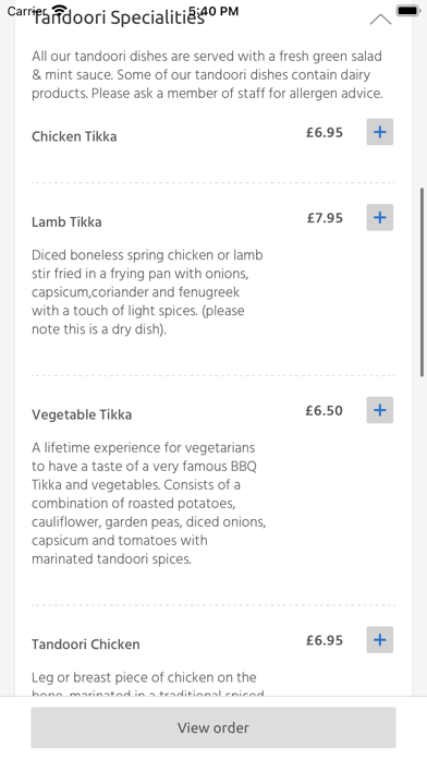 Charlton Kings Tandoori, Screenshot