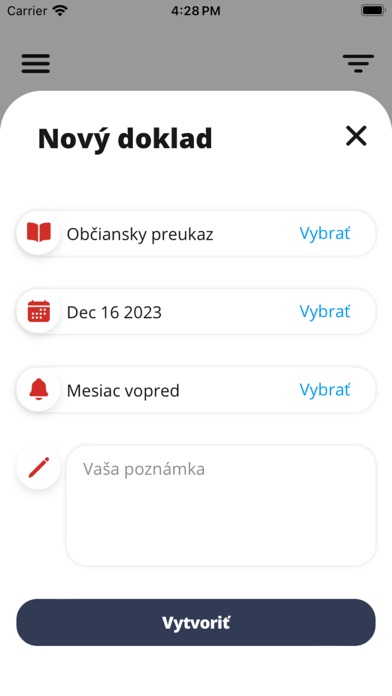 Platnosť dokladov Screenshot