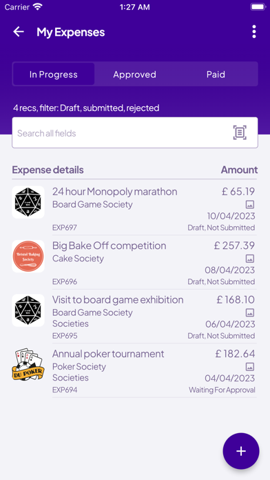 Student Expenses Screenshot