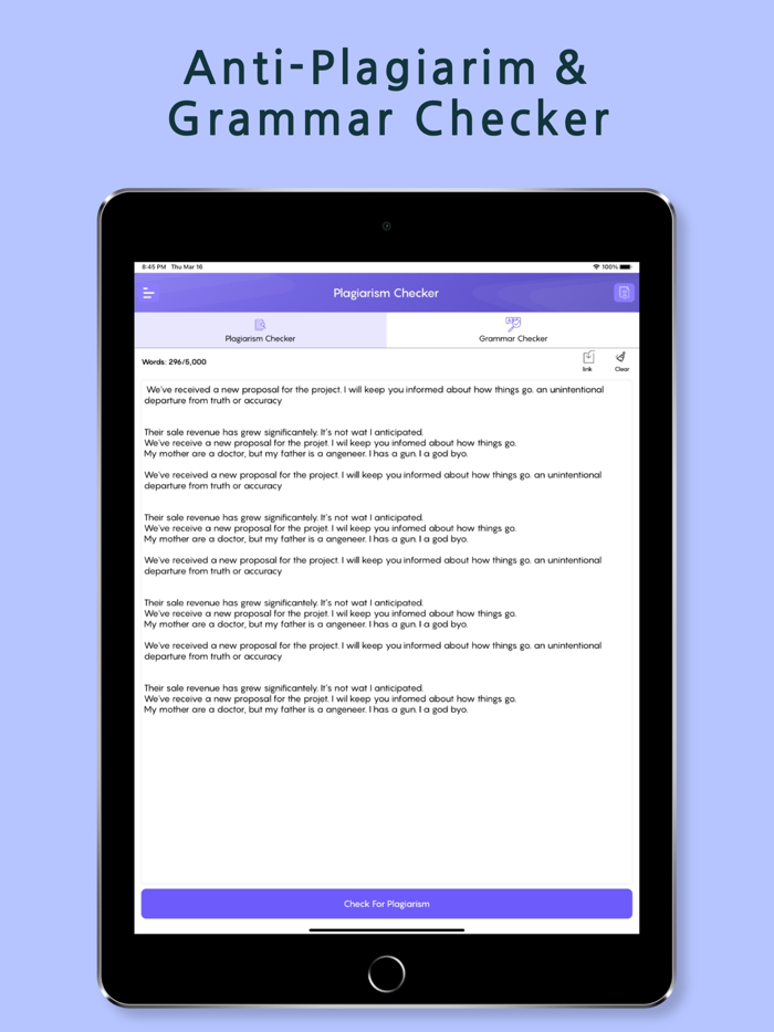Anti-Plagiarism Grammar Check