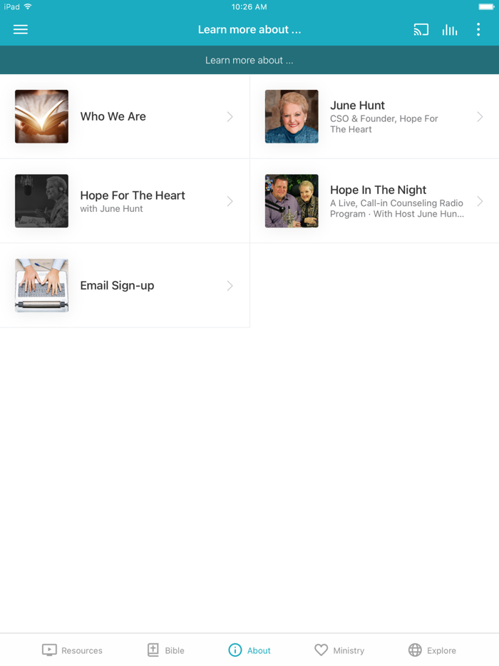 Hope for the Heart Resources