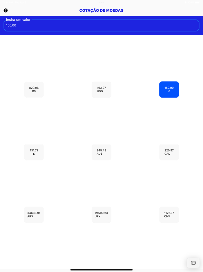 Conversor de moedas and valores