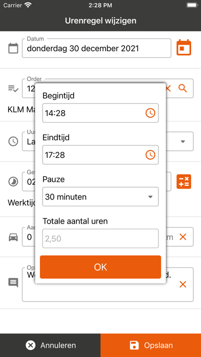 Komdex Urenregistratie Screenshot