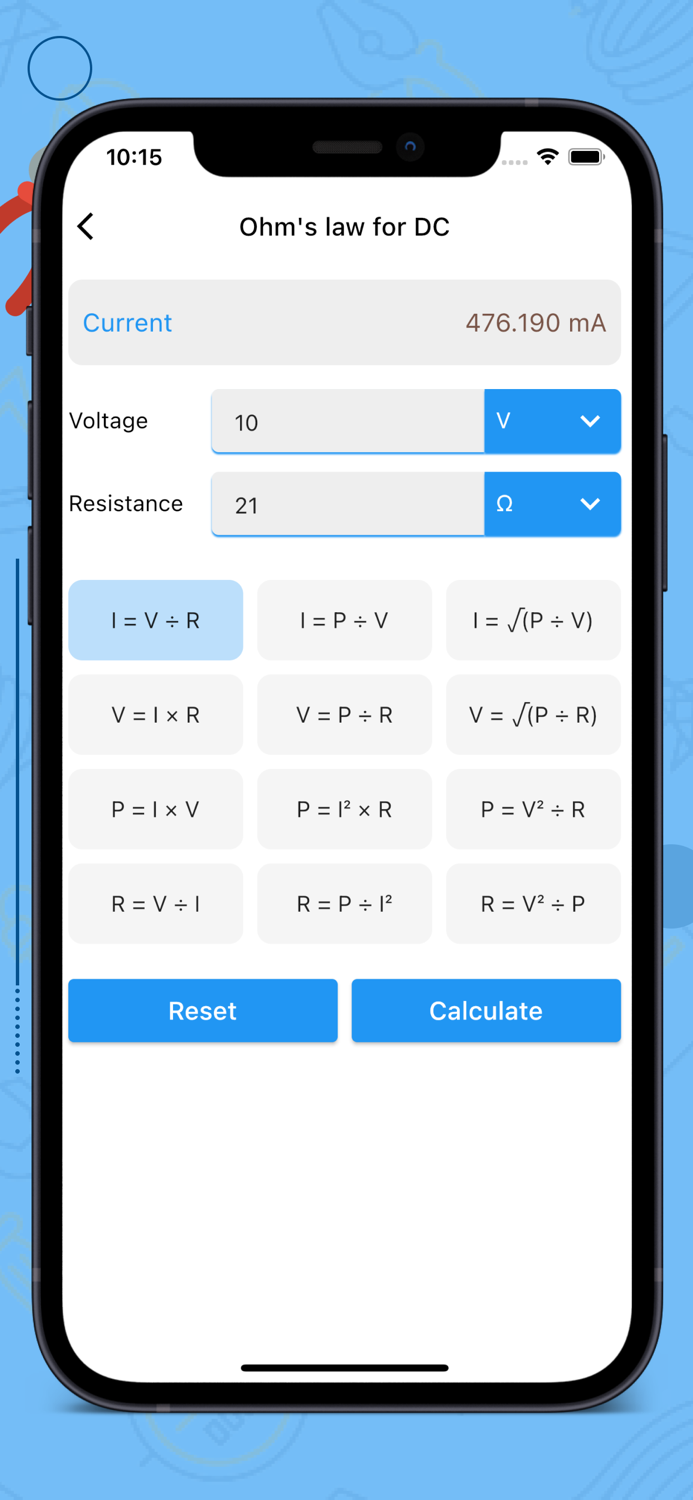 Mobile Electrician Calculator