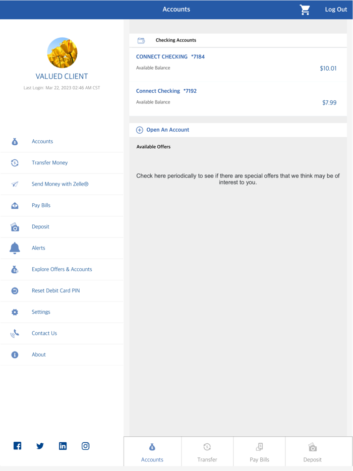 Hancock Whitney Tablet