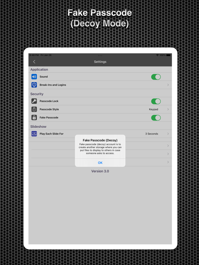 Тайна екранна снимка на приложението
