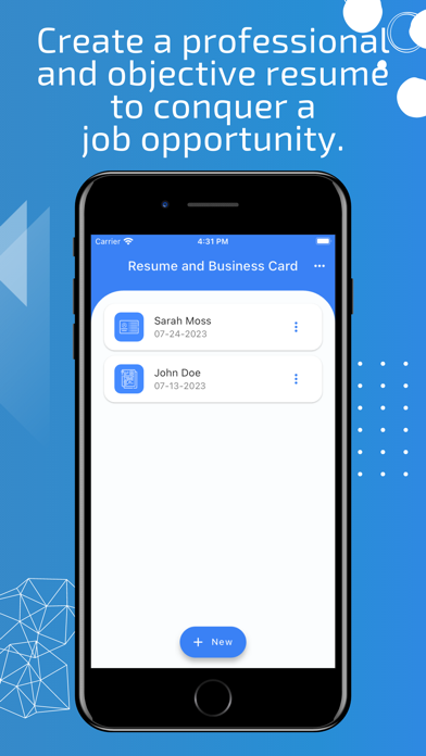 Resume and Business Card Screenshot