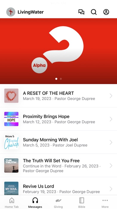 Living Water App Screenshot