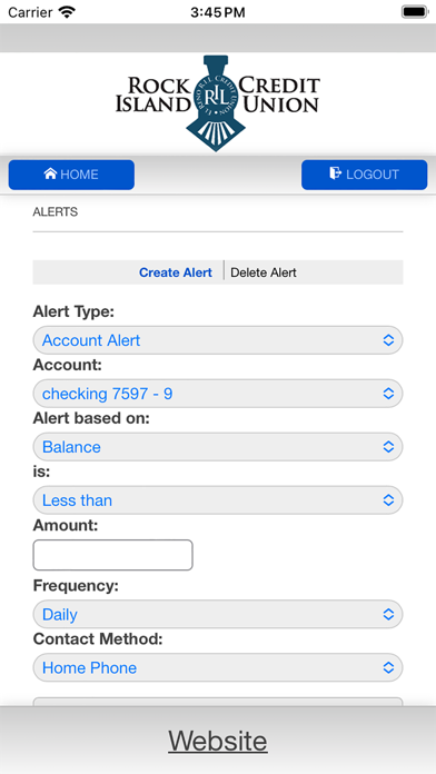 Rock Island Credit Union Screenshot