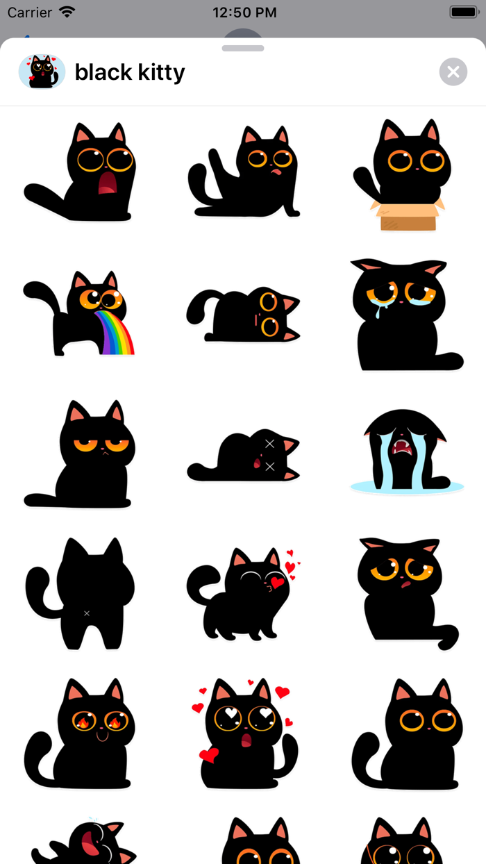 Funny Black cat stickers emoji