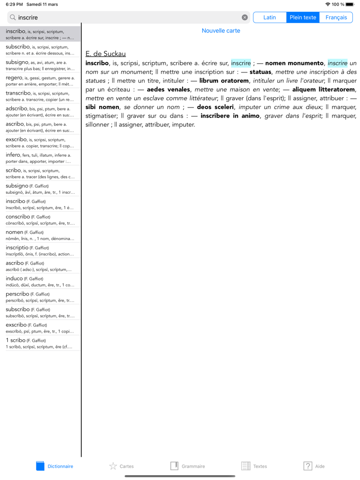 Tabula Dictionnaire Latin