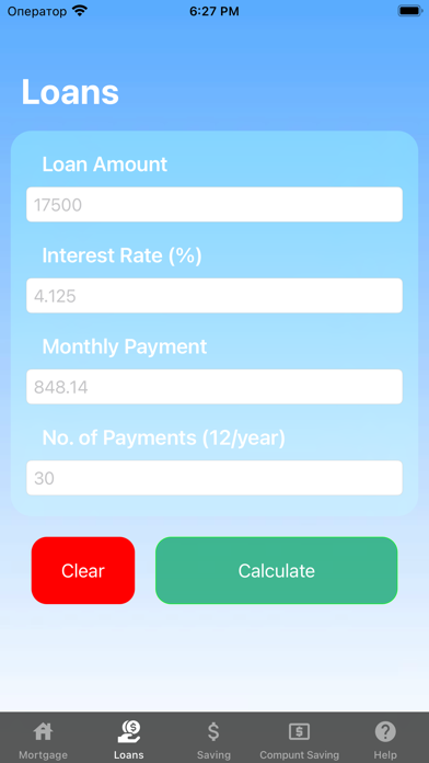 My loan calculator app Screenshot