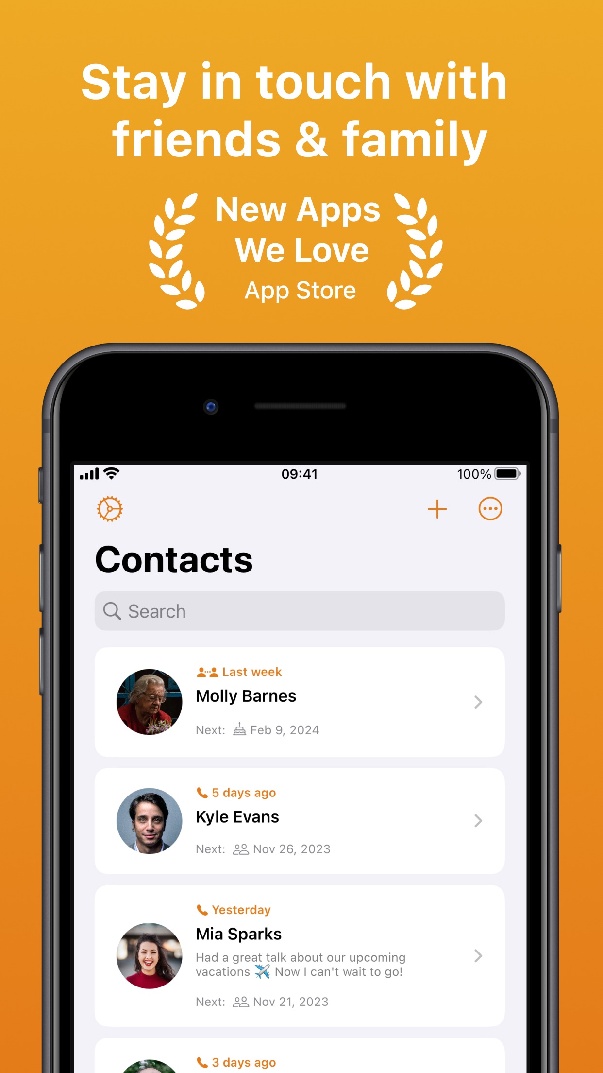 Screenshot do app Amato: Friendship Tracker CRM