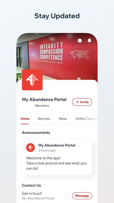 My Abundance Portal Screenshot