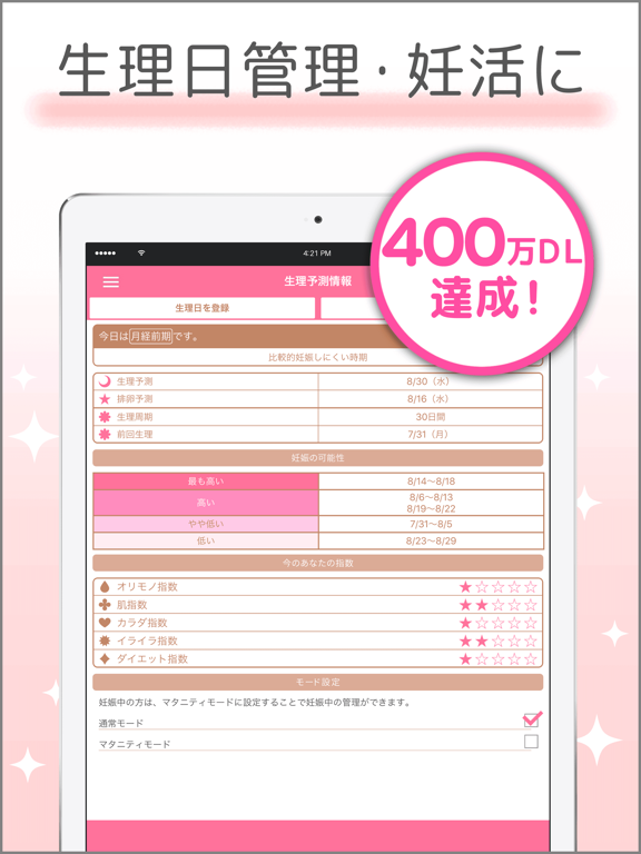 Screenshot #4 pour リズム手帳 ｰ生理日管理～妊活まで