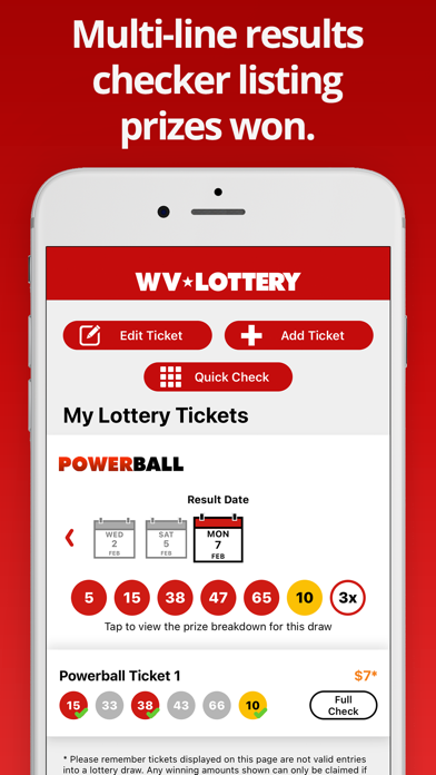 WV Lottery Numbers Screenshot