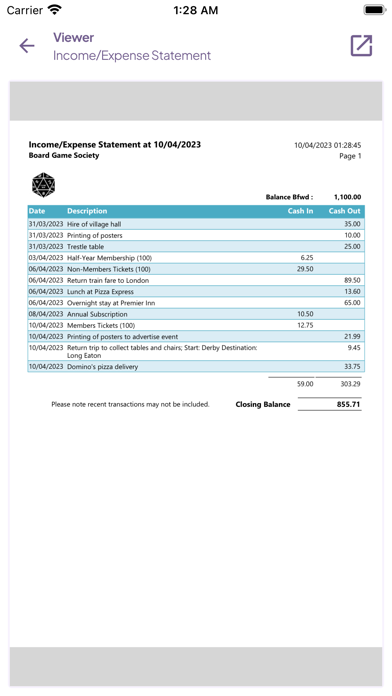Student Expenses Screenshot