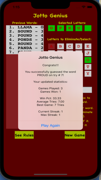 Jotto Genius screenshot 3