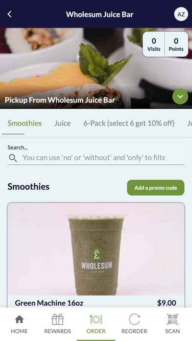 Wholesum Juice Bar Screenshot