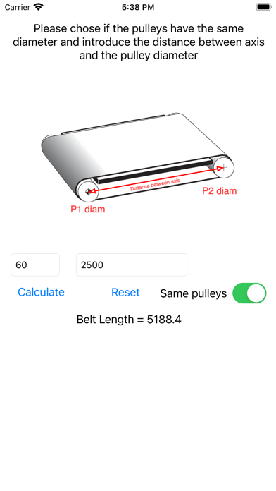 Belt Length Interaxis Screenshot