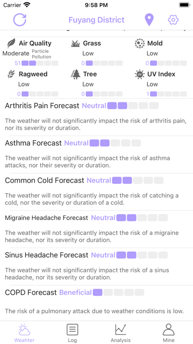 Health Weather Screenshot