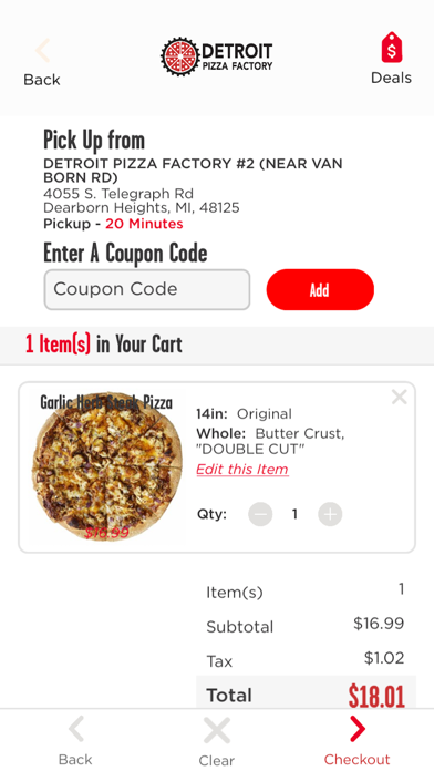 Detroit Pizza Factory Screenshot