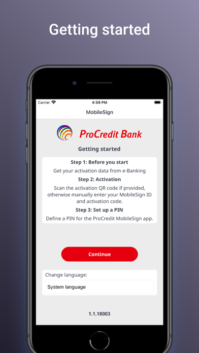 ProCredit MobileSign Screenshot