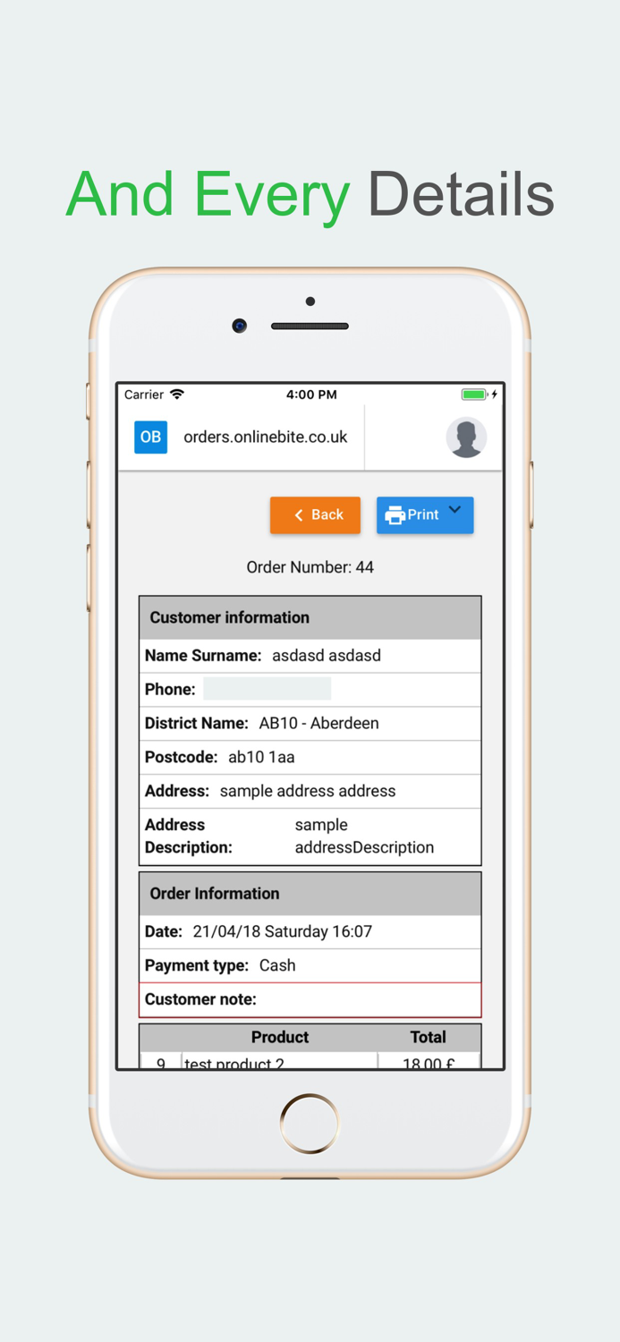 Order Taking onlinebite.co.uk