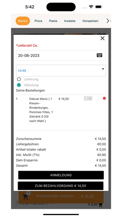Deluxe Pizza Und Burgerhaus Screenshot