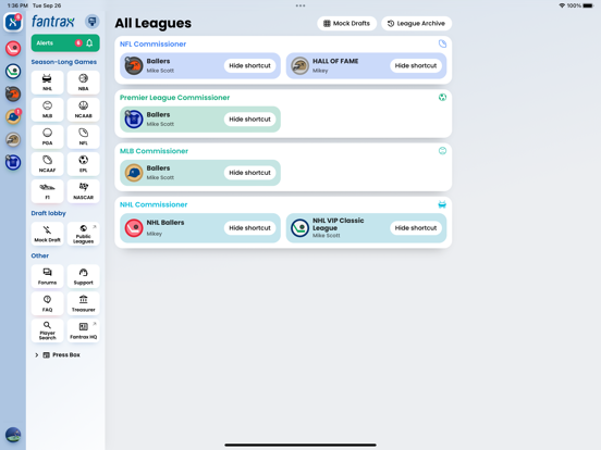 Fantrax Fantasy Sports iPad screenshot 10 - Sports app