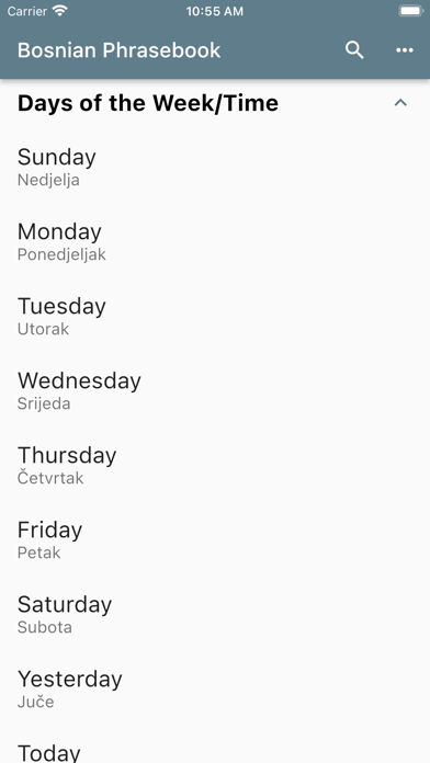 Bosnian Phrasebook Screenshot