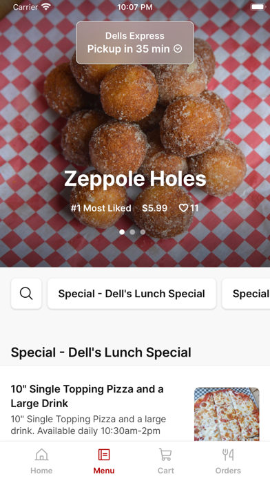Dell's Pizza & Wings Express Screenshot