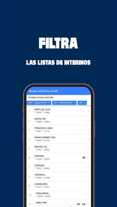 Bolsa Educación Interinos CLM Screenshot