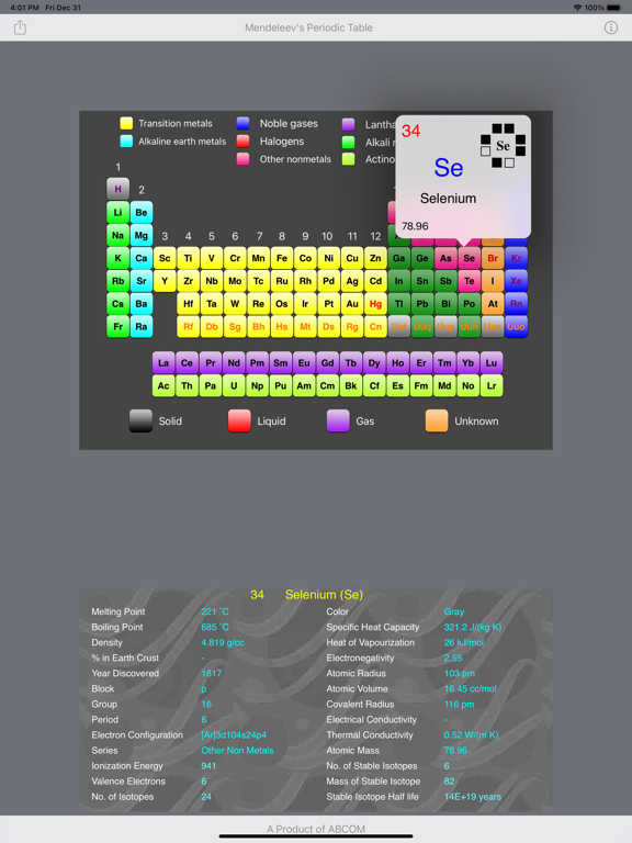Screenshot #6 pour Mendeleev's Periodic Table