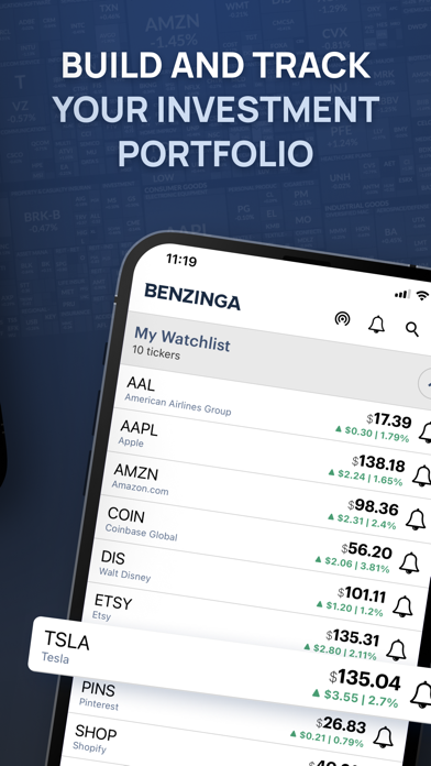 Benzinga Financial News & Data Screenshot