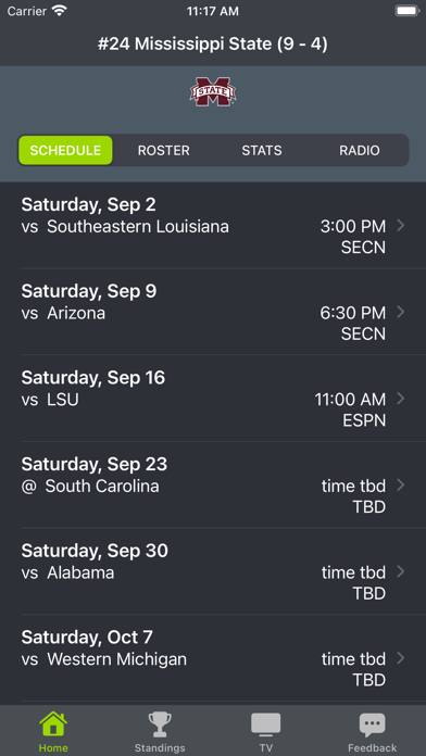 Screenshot #1 pour Mississippi State Football App