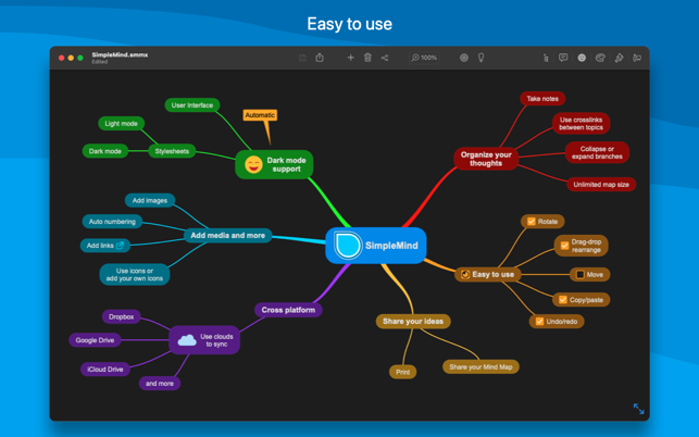 ‎SimpleMind − Mind Mapping-skærmbillede