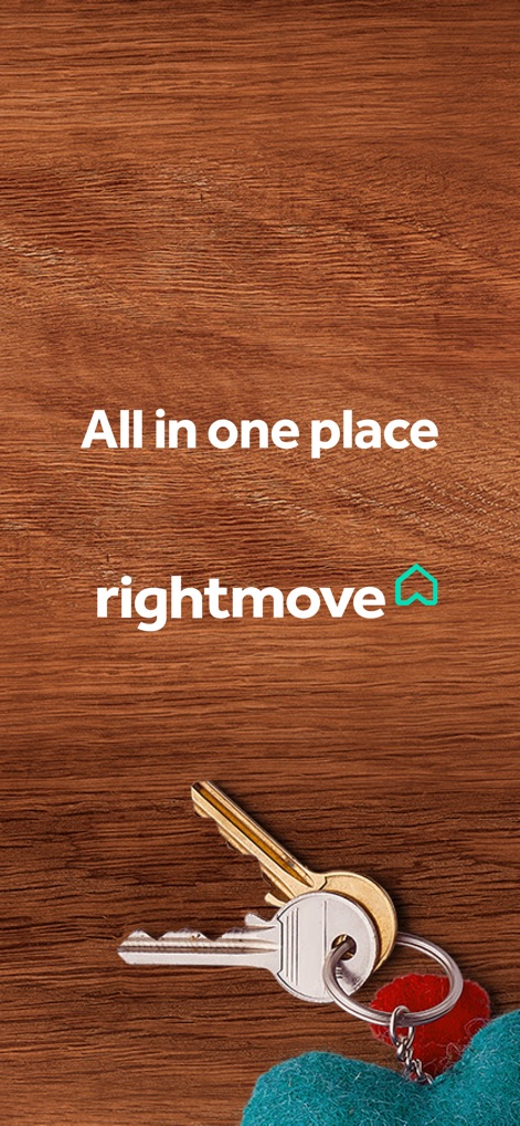 Rightmove property search - The app consolidates the entire property search experience into one platform, signified by its brand logo and the symbolic image of house keys.