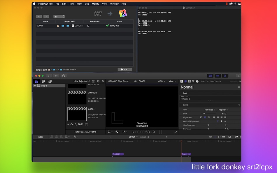 #4. Little fork donkey srt2fcpx (macOS) Podle: 溪明 林