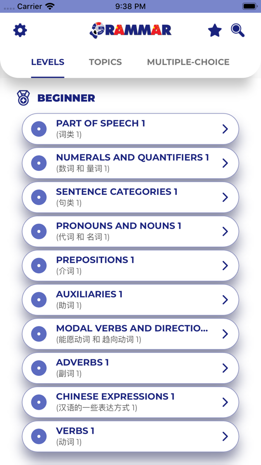 #1. Chinese GrammarーLessons・Tests (iOS) 由: PORO Studio