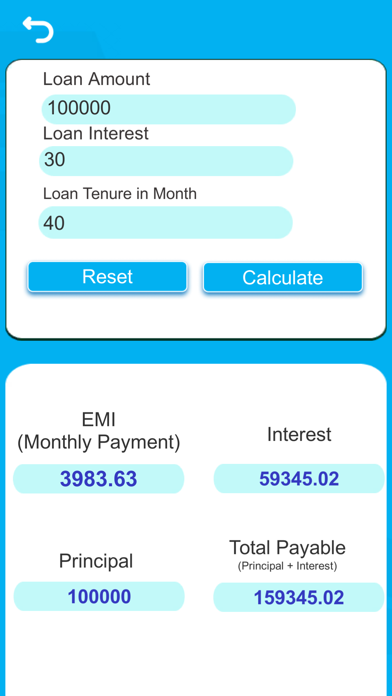 Loan Finance Calculator - EMI Screenshot