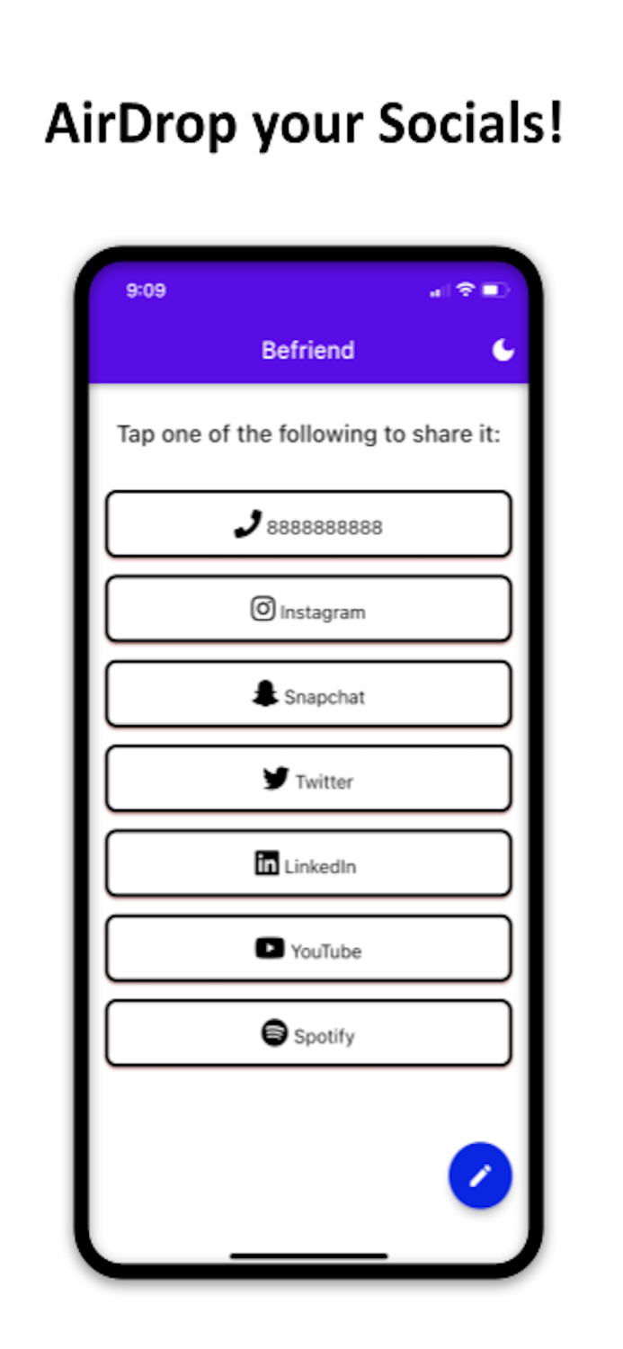 Befriend Share your Socials