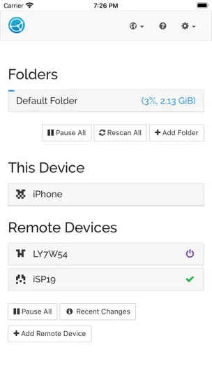 Captura de pantalla de Möbius Sync Pro en iPhone 1