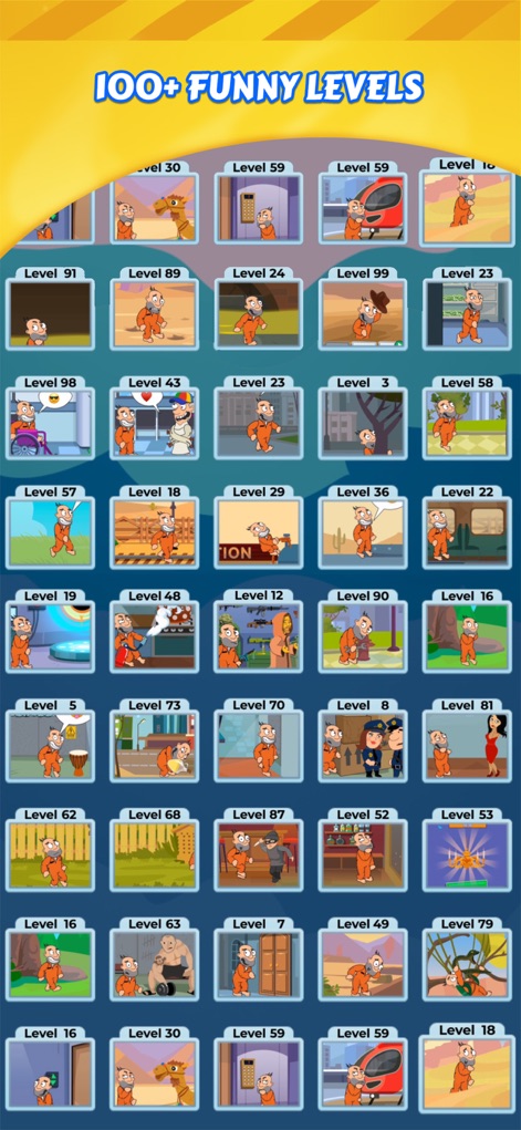 Save the Bro: Help him Decide! - Diese Übersicht präsentiert eine Vielzahl von Levels, in denen der Bro in unterschiedlichsten lustigen Szenarien knifflige Rätsel lösen muss.