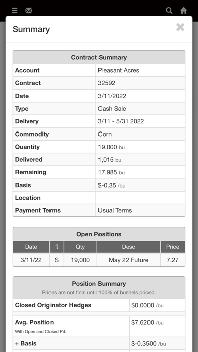 River View Farms Grain Portal Screenshot