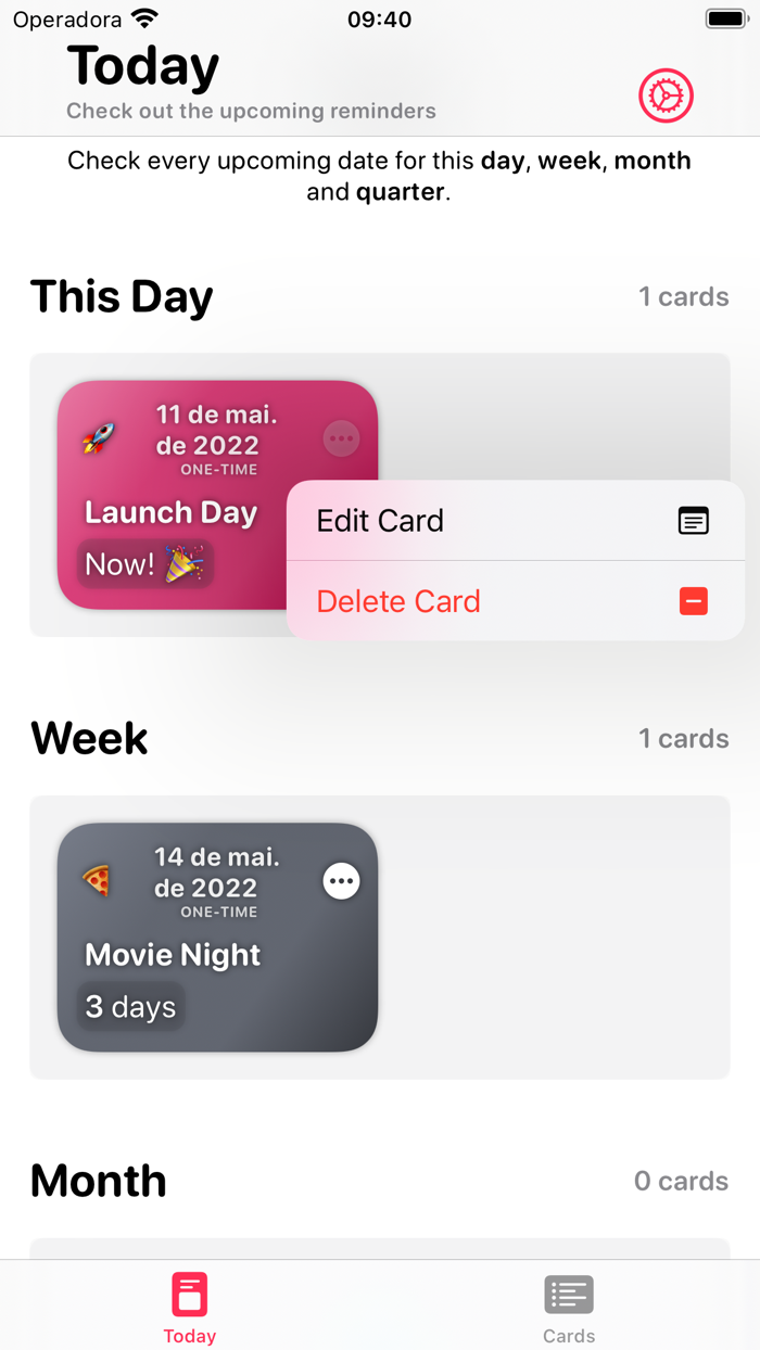 Reminder Cards Days-Birthdays